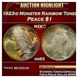 PCGS 1923-d Peace Dollar Monster Rainbow Toned $1