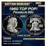 1960 Proof Franklin Half Dollar TOP POP! 50c pr69