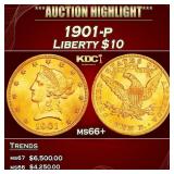 1901-p Gold Liberty Eagle $10 ms66+ SEGS