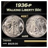1936-p Walking Liberty Half Dollar 50c Grades ms66