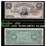 1886 $10 Red Seal Silver Certificate "Tombstone" F