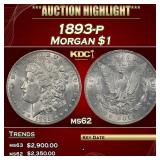 1893-p Morgan Dollar $1 ms62 USCG