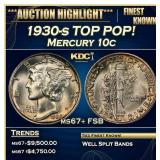 1930-s Mercury Dime TOP POP! 10c ms67+ FSB SEGS