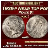 1935-p Peace Dollar Near Top Pop $1 ms66 SEGS