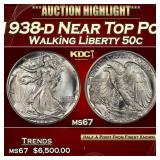 1938-d Walking Liberty Half Dollar Near Top Pop 50