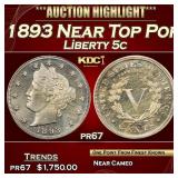 1893 Proof Liberty Nickel Near Top Pop 5c pr67 SEG