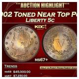 1902 Liberty Nickel Toned Near Top Pop 5c ms67+ SE
