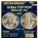 1936-s Mercury Dime TOP POP! 10c ms68+ fsb SEGS