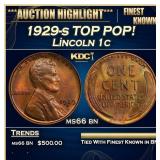 1929-s Lincoln Cent TOP POP! 1c ms66 bn SEGS