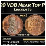 1909 VDB Lincoln Cent Near Top Pop 1c ms66+ rb SEG