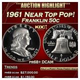 1961 Proof Franklin Half Dollar Near Top Pop! 50c