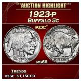 1923-p Buffalo Nickel 5c ms66 SEGS