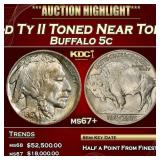 1913-d Ty II Buffalo Nickel Toned Near Top Pop 5c