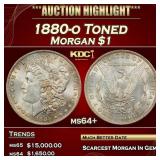 1880-o Morgan Dollar Toned $1 ms64+ SEGS