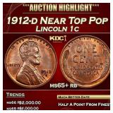 1912-d Lincoln Cent Near Top Pop 1c ms65+ rb SEGS