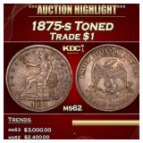 1875-s Trade Dollar Toned $1 ms62 USCG