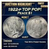 1922-p Peace Dollar TOP POP! $1 ms67 SEGS