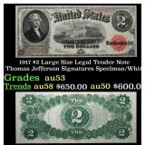 1917 $2 Large Size Legal Tender Note Thomas Jeffer