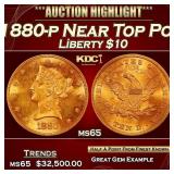 1880-p Gold Liberty Eagle Near Top Pop $10 ms65 SE