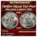 1945-p Walking Liberty Half Dollar Near Top Pop 50