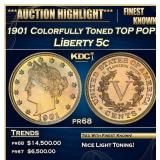 1901 Proof Liberty Nickel Colorfully Toned TOP POP