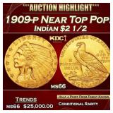 1909-p Gold Indian Quarter Eagle Near Top Pop! $2