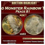 PCGS 1923-d Peace Dollar Monster Rainbow Toned $1