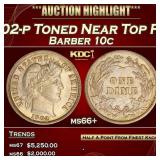 1902-p Barber Dime Toned Near Top Pop 10c Grades m