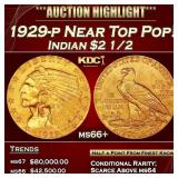 1929-p Gold Indian Quarter Eagle Near Top Pop! $2