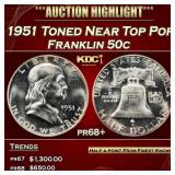 1951 Proof Franklin Half Dollar Toned Near Top Pop