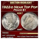 1922-d Peace Dollar Near Top Pop $1 ms67 SEGS