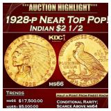 1928-p Gold Indian Quarter Eagle Near Top Pop! $2
