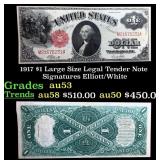 1917 $1 Large Size Legal Tender Note Grades Select