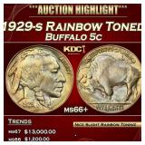 1929-s Buffalo Nickel Rainbow Toned 5c ms66+ SEGS