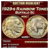 1929-s Buffalo Nickel Rainbow Toned 5c ms66+ SEGS