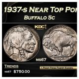 1937-s Buffalo Nickel Near Top Pop 5c ms67 SEGS