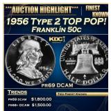 1956 Type 2 Proof Franklin Half Dollar TOP POP! 50