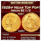1928-p Gold Indian Quarter Eagle Near Top Pop! $2