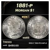 1881-p Morgan Dollar $1 Grades ms65