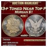 1883-p Morgan Dollar Toned Near Top Pop! $1 ms66+