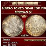 1898-o Morgan Dollar Toned Near Top Pop $1 ms67+ S