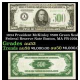 1934 $500 Green Seal Federal Reserve Note Presiden