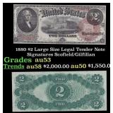 1880 $2 Large Size Legal Tender Note Grades Select