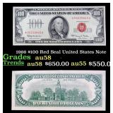 1966 $100 Red Seal United States Note Grades Choic