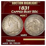 1831 Capped Bust Half Dollar 50c ms63 USCG