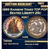 1885 Proof Seated Liberty Quarter Rainbow Toned TO