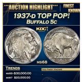 1937-d Buffalo Nickel TOP POP! 5c ms68 SEGS
