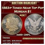 1883-p Morgan Dollar Toned Near Top Pop! $1 ms66+