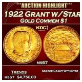 1922 Grant w/Star Gold Commem Dollar 1 ms67 SEGS