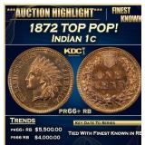 1872 Proof Indian Cent TOP POP! 1c pr66+ rb SEGS